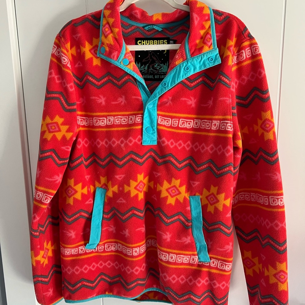 Chubbies Wanderers Club 1/4 Snap Fleece Pullover Men's Size S Zip Pocket